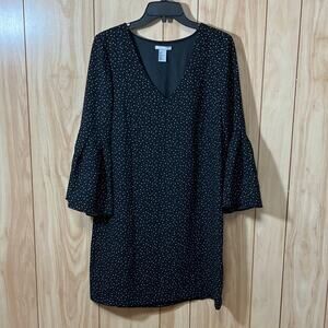 H&N Polka-Dot V-Neck Long Bell Sleeve Lined Mini Dress 8